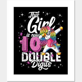 This Girl Is Now 10 Double Digits Dabbing Unicorn Birthday Posters and Art